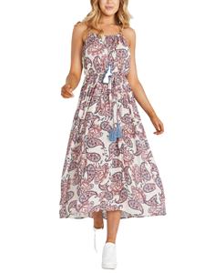 Robe mi-longue florale sans manches pour femme, style bohème décontracté, idéale pour la plage et le printemps - Product Image 1