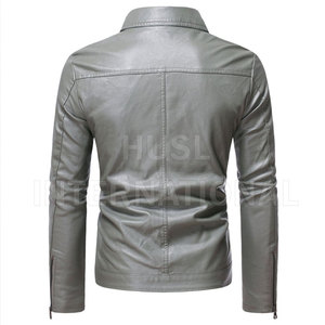 2024 Best Quality <b>Men's</b> Fashion Outerwear <b>Long</b> Faux Leather Skinny Top New Condition <b>Black</b> Motorcycle <b>Jacket</b> - Product Image 2