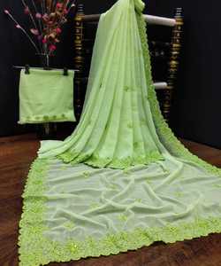 Auto conçu fête porter concepteur soie brodé Saree avec chemisier pièce marché de gros bas prix en vrac Sari dames porter 500 ethnique - Product Image 6