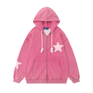 เสื้อฮู้ดผู้ชายแบบรูดซิปแขนถอดออกได้สำหรับผู้ชายเสื้อฮู้ดปักลายแบบปะติด - Product Image 2