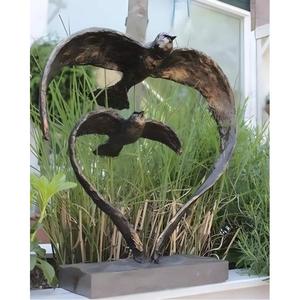 Pátina verde cuervos voladores escultura abstracta de granja al aire libre estaca decorativa jardín adorno antiguo artesanías de Metal - Product Image 3