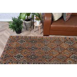 Alfombra Turca de 2.7x12 pies, Alfombra Vintage, Alfombra Marroquí Marrón Naranja - Product Image 1