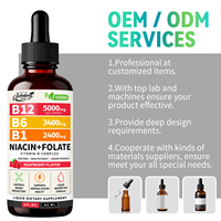 Gouttes liquides de Vitamine B12 et Complexe B à marque privée personnalisée avec B6, B1, Folate, saveur Framboise Végétalienne, 60ml – Complément Alimentaire