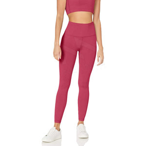 Leggings pour femmes à taille haute, couleur unie, en spandex/polyester, avec logo personnalisé, fermeture à cordon sans couture, séchage rapide, respirant, OEM - Product Image 2