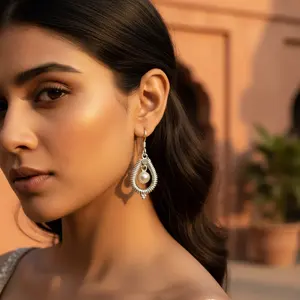 Boucles d'oreilles en argent 925 avec perle en forme de larme pour femmes, accessoire de tous les jours - Product Image 3