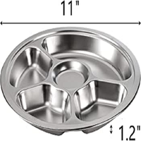 Nouveau design plaque en acier inoxydable avec impression de logo de taille personnalisée plaques de qualité alimentaire en acier inoxydable 5 sections plaque ronde
