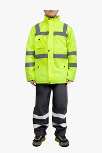 High Visibility ANSI Class 1 Customizable Safety <b>Jacket</b> LED Flash <b>Waterproof</b> Polyester Breathable Fabric Reflective Strips Logo - Product Image 2