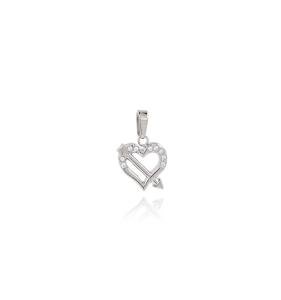 Colgante de corazón de sublimación de circón CZ de Plata de Ley 925 con piedras de diamante de cristal, abalorio de piedra natal de amor, componente de joyería - Product Image 6