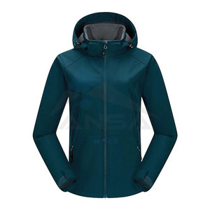 Veste Softshell Isolée Chaude pour Femmes Imperméable Coupe-Vent avec Doublure en Polaire et Capuche Amovible Cyan Foncé - Product Image 1