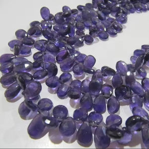 Cuentas facetadas de Briolette con forma de pera de amatista natural de 8x12mm a 9x14mm, hebra de 8 pulgadas de largo, precios al por mayor, cuentas para hacer joyas - Product Image 1