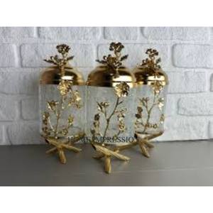 Ensemble de bidons de cuisine classique couvercles en marbre massif dessus de table en métal contenants décoratifs couverture Styles stockage écologique - Product Image 5