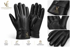 Gants en cuir pour hommes, hiver, extérieur, unis, en peluche épaisse, thermiques, imperméables, doux, en similicuir PU, compatibles écran tactile, détection d'aiguille - Product Image 5