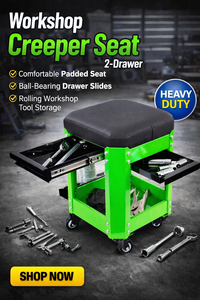 Vietnam Rolling Stool with 2 Drawer <b>Tool</b> Storage Heavy Duty Garage Creeper Seat 280lb Swivel Casters Workshop Chair GAPGAR027 - Product Image 6