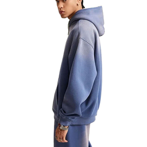 Ensembles de sweats à capuche pour hommes pull surdimensionné blanc uni 100% coton polaire acide lavé goutte épaule survêtement fabrication de vêtements - Product Image 3