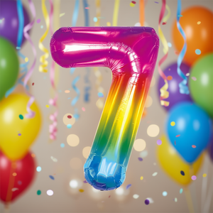 Ballon d'anniversaire multicolore numéro 7 de 100 cm pour décoration de fête - Product Image 3