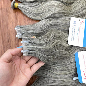 Extensiones de cabello con cinta alineada de cutícula recta Natural de cabello gris vietnamita crudo Premium para venta al por mayor envío rápido - Product Image 1