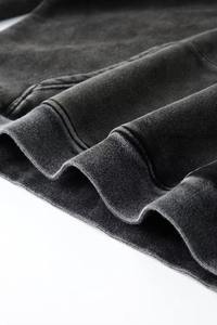 Vente en gros de sweats à capuche en molleton français 100% coton, poids lourd 400g, personnalisables, coupe oversize, style streetwear hip-hop, unis, effet délavé à l'acide, pour hommes - Product Image 4