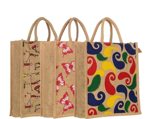 Sacs imprimés en jute produits naturellement, textiles de couleurs personnalisées beaux et durables, exportation mondiale - Product Image 1