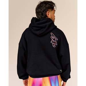 Pride Sticker Boxy Hoodie for <b>Women</b>-<b>Black</b> - Product Image 1