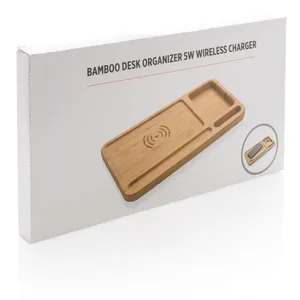Organisateur de chargeur sans fil en bambou écologique pour bureau et tiroir pour gadgets - Product Image 5