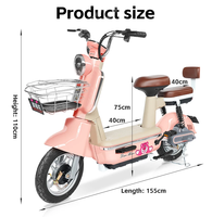 Sepeda Listrik CKD Hot Sale 350W, Sepeda Elektrik dengan Pedal, Moped E-Bike, Sepeda Motor Listrik 2 Roda 14 Inci