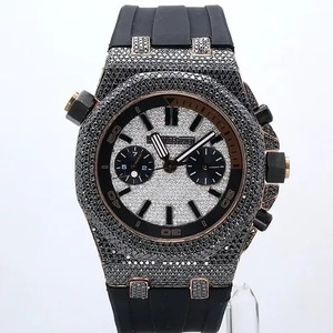 นาฬิกาข้อมือฮิปฮอปสุดหรูแบบสายยาง พร้อมตัวเรือนชุบเงินแท้ 925 ผ่านการทดสอบเพชร เครื่องประดับแฟชั่นระดับไฮเอนด์ - Product Image 1