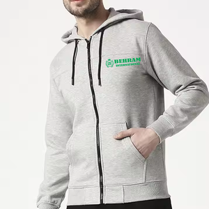 Nouveau style de sweat à capuche zippé pour homme, 100% coton molletonné/éponge française, respirant et à séchage rapide, impression de logo personnalisée - Product Image 5