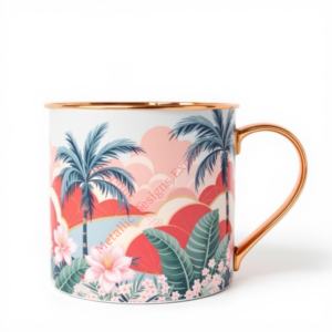 Chic cuivre tasse droite élégant choix de cadeau en métal Durable avec superbe autocollant Tropical Art pour boire des boissons chaudes - Product Image 5