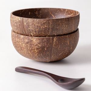 Ensemble de bols de noix de coco gravés à bas prix bol en coquille de coco avec cuillère et support de corde circulaire dans des boîtes kraft - Product Image 2