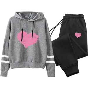 ชุดวอร์มลำลองสำหรับผู้หญิงไซส์ XXL ฤดูใบไม้ร่วงฤดูหนาวเสื้อฮู้ดกันหนาวมีคุณภาพสวมใส่สบายใส่ได้ทุกวันมีฮู้ดและกางเกงดีไซน์ลายทางแบบชิ้นเดียว - Product Image 5