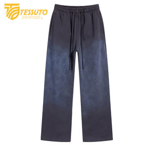 Personnalisé soleil fané Baggy jambe droite pantalons de survêtement surdimensionné français éponge coton Flare pantalon logo personnalisé lavé pantalons de survêtement évasé - Product Image 1