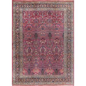 พรมขนสัตว์ถักมือสีน้ำเงิน Aalam รุ่น Pae-6350 ลายดอกไม้ สำหรับบ้าน ขนาด 9x12 ฟุต รูปทรงสี่เหลี่ยมผืนผ้า ทำด้วยมือ สำหรับห้องนั่งเล่น ห้องนอน พรมจากเมืองชัยปุระ สหรัฐอเมริกา - Product Image 1