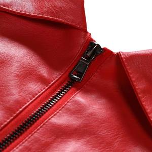 แจ็กเก็ตหนัง PU สำหรับผู้ชาย, เสื้อมีซิปปกทรงหลวมสีพื้นสวมใส่สบายทันสมัย - Product Image 3