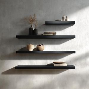 Décoration murale en bois massif 100% naturel, étagères flottantes rectangulaires droites, décoration décorative pour le hall, décoration pour le salon, meubles de maison - Product Image 6