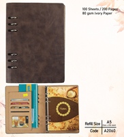2025 Cahier de revue en cuir à couverture rigide d'affaires universel fait à la main avec couverture et Logo personnalisés