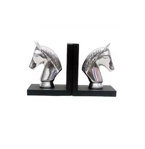 Sujetalibros de cabeza de caballo con acabado plateado para biblioteca de oficina en casa y mesa de estudio usos decorativos y funcionales de la India - Product Image 5