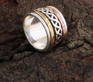 Bague Spinner Fidget de Méditation de Mariage Vintage en Argent Sterling 925 pour Femme - Product Image 1