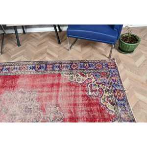 5.6x8.2 ft Rug, Turkish Vintage Large Rug, <b>Red</b> <b>Wool</b> Rug - Product Image 5