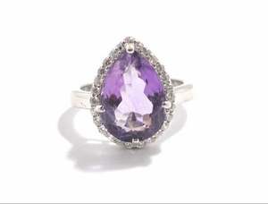 92.5 Sterling Silver Amethyst Statement Ring Gemstone Jewelry for Women Ideal for Engagement, Anniversary or Birthstone <b>Gift</b> - Product Image 4