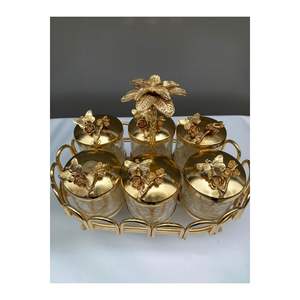 PALMİYE Estante de especias de vidrio de tamaño Midi de 6 piezas modelo Color dorado para almacenamiento de cocina - Product Image 1