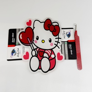 Plaques à cils en acrylique modernes, design spécial Saint-Valentin Hello Kitty, pour extensions de cils, avec pinces et bandelettes magnétiques - Product Image 6