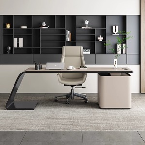 Luxury Modern Ergonomic Executive Desk Home Office Wood Ceramic/Glass Surface Multi-Functional <b>Storage</b> <b>Computer</b> Desk - Product Image 1