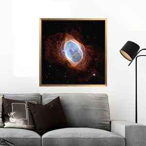 Impression sur toile Cosmic Nebula Space - Art mural galactique vibrant, encadré en or - Product Image 1