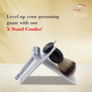 Soporte de Afeitado Ecológico para Hombre, para Maquinilla de Afeitar y Brocha, Hecho de Acero Inoxidable Duradero, de Pearl - Product Image 4