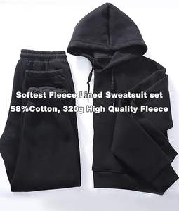 Chándal suelto de peso pesado de algodón 100% para mujer, pantalones de chándal de 2 piezas y sudadera con capucha, trajes gruesos para correr para Otoño e Invierno - Product Image 6