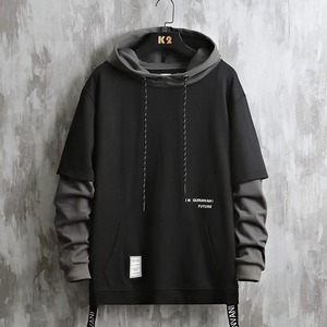 Ensemble pull à capuche et sweat-shirt décontracté pour hommes Nouveau style Hip Hop avec patchwork et vêtements de rue Colorblock - Product Image 2