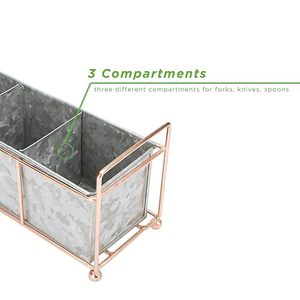 Soporte para cubiertos de 3 compartimentos con forma rectangular de metal galvanizado al por mayor para accesorios de mesa de cocina del hogar - Product Image 2