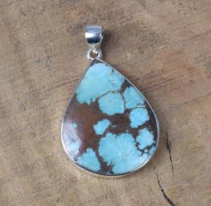 Bleu Turquoise 925 argent Sterling bleu pierre précieuse à la main Designer pendentif bijoux fins pendentifs et breloques pour les femmes - Product Image 2
