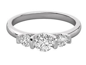 Chef-d'œuvre en diamant, diamant rond de 0,90 carat cultivé en laboratoire, bague de fiançailles à 3 pierres, or 14 carats, certifié IGI, vente en gros OEM, classique pour femmes - Product Image 5