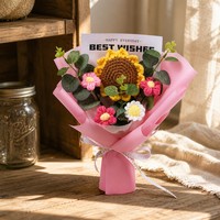 Bouquet de fleurs au crochet fait main, tournesol, bouquet de fleurs au crochet personnalisé pour un cadeau de fête des mères